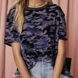 We the Free size large purple camo velvet shirt